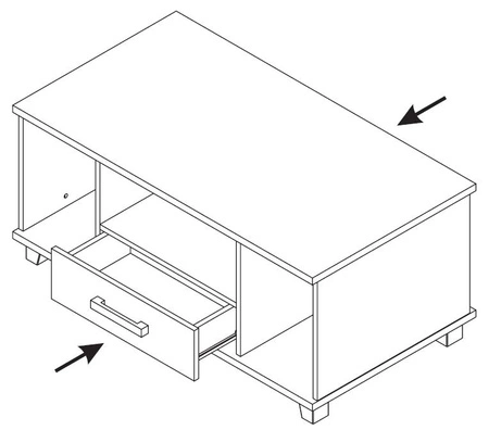 Couchtisch mit Schubladen Maximus 110 cm weiß modernes Design Tischkante mit speziellem ABS-Furnier verarbeitet