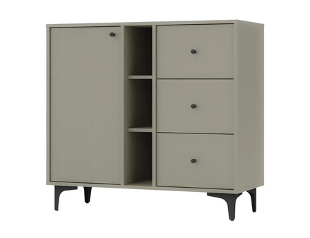 Wohnzimmer Möbel-Set Kyoto I Eukalyptus stilvolles Design elegante Möbel auf einem Metall schwarz Basis subtilen Griffe unterstützt