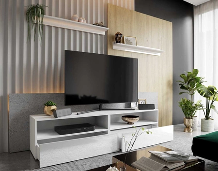 RTV Schrank Plisii 172 cm weiß / weiß glänzend mit Aufhängung und Einlegeböden stilvolles Design, das zu jeder Einrichtung passt