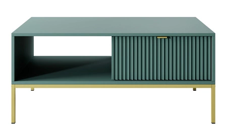 Möbelset Lovro pastellgrün modernes Design Wohnwand angereichert mit goldenem Metall Zubehör Wohnzimmermöbel