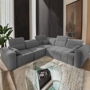 Ecksofa mit Schlaffunktion Cetara III grau links Ergonomisches Ecksofa mit verschiebbarer Rückenlehne und verstellbaren Kopfstützen