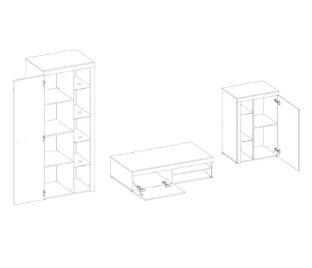 Rene weiße Schrankwand innovatives Design modernes Arrangement mit elegantem Charakter mit umfangreicher Funktionalität