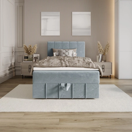 Boxspringbett Casey 90x200 türkis im modernen skandinavischen Stil mit gepolstertem Kopfteil Bett mit Staukasten