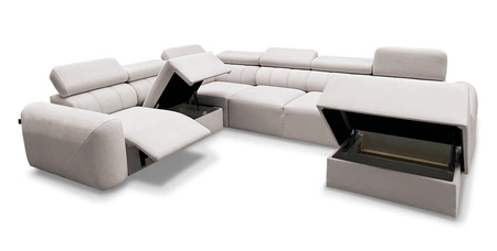 Ecksofa mit Schlaffunktion Cantare VIII Lux elfenbein rechts Design Ecksofa mit elektrisch hochgestelltem Fußteil
