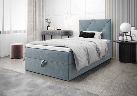 Boxspringbett Arvada 100x200 türkis im modernen skandinavischen Stil mit gepolstertem Kopfteil Bett mit Staukasten