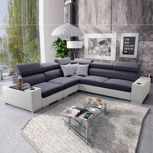 Ecksofa mit Schlaffunktion Provo III graphit / weiß linkes Ecksofa mit Bettzeugablage und verstellbaren Kopfstützen