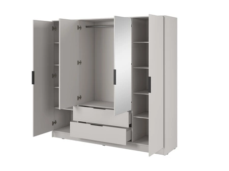 Spiegelschrank Corse 200 cm beige modernes Design idealer Kleiderschrank für Schlafzimmer oder Flur geräumige Schubladen