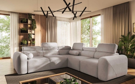 Ecksofa mit Schlaffunktion Cantare III elfenbeinfarben rechte Ecke komfortables und stilvolles Ecksofa für das Wohnzimmer zwei Container für Bettzeug