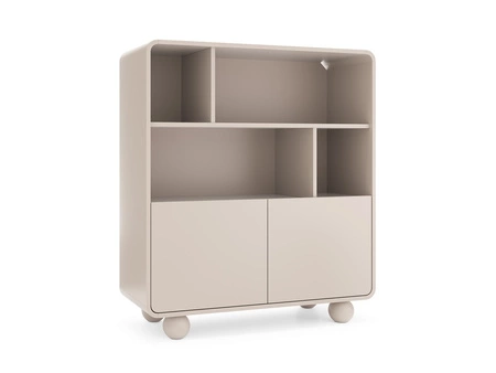 Bücherregal Bion 108 cm beige modernes Design gedeckte Farben Designer runde Form stilvolle kugelförmige Beine