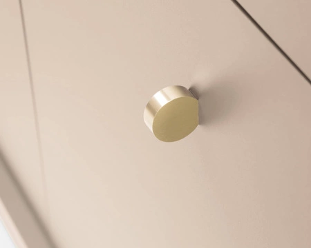 Kommode mit Schubladen Mono 104 cm Beige Minimalistisches Design stilvoller goldener Griff schlichte Form mit metallischen Elementen