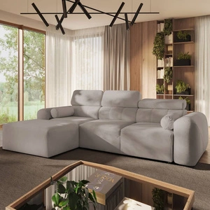 Ecksofa mit Schlaffunktion Cantare grau Esche links funktionelles und bequemes Ecksofa mit modernem Design Plüschstoff