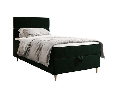 Boxspringbett Bing 120x200 flaschengrün im modernen skandinavischen Stil mit gepolstertem Kopfteil Bett mit Staukasten