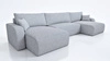 Ecksofa mit Schlaffunktion Fiesta U XL grau Esche elegantes Ecksofa für Wohnzimmer mit Bettzeugablage Webstoff