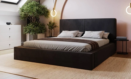 Polsterbett Belli 160x200 schwarz stilvolles Bett mit Bettzeugablage komfortables Kopfteil besticht durch sein elegantes Design