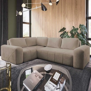 Ecksofa mit Schlaffunktion Bovec II dunkelbeige links komfortables Ecksofa mit stilvollem Charakter Bettzeug Container