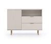 Wohnzimmer Möbel-Set Sula beige mit Metall Griffe dekorative geriffelte Fronten Push-to-Open-System bereichert