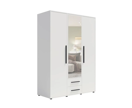 Spiegelschrank Maxione 150 cm weiß funktionaler Kleiderschrank für Schlafzimmer Jugendzimmer oder Flur mit Schubladen angereichert