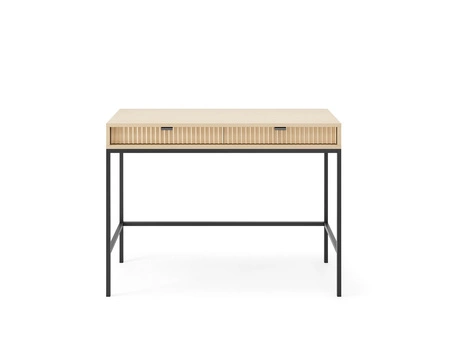 Konsolentisch Lovro Eiche Vicenza mit Schubladen stilvolle und funktionale Möbelstück für den Flur, Wohnzimmer oder Büro kontrastierenden schwarzen Zubehör