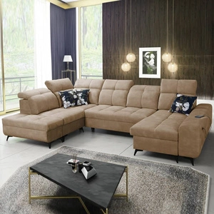 Ecksofa mit Schlaffunktion Buffalo VI dunkelbeige rechts funktionelles und stilvolles Ecksofa mit Bettzeugcontainern