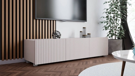 RTV Schrank Colder 150 cm beige mit Möglichkeit der Aufhängung stilvolle geriffelte Front elegante Form der Möbel im modernen Stil