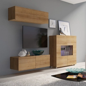 Möbel Apulia IX Eiche gold extrem stilvolle Schrankwand einfache Elemente, die in jedes Interieur passen