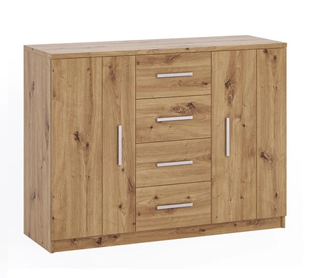 Schubladenkommode Rico 120 cm Eiche handwerkliches Funktionsmöbel in zeitlosem Design ideal für das Schlafzimmer oder Wohnzimmer