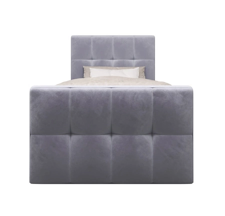 Boxspringbett Manhattan 120x200 hellblau im modernen skandinavischen Stil mit gepolstertem Kopfteil und Fußteil Bett mit Staukasten