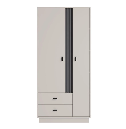 Kleiderschrank Estan 90 cm beige / anthrazit moderne Möbel Design Kleiderschrank Tür mit Lamellen dekoriert Kleiderschrank für das Schlafzimmer