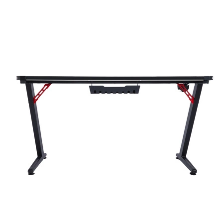 Zeo Gaming-Schreibtisch schwarz Designer und ergonomische Schreibtisch rutschfeste Carbonplatte vollständig mit Pad LED-Beleuchtung abgedeckt