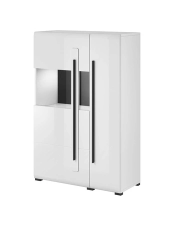 Schrankwand Tulsa weiß / weiß glänzend innovative Lounge- und Wohnzimmermöbel im modernen skandinavischen und klassischen Stil