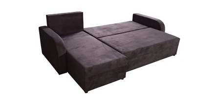 Ecksofa mit Schlaffunktion Scarlo schwarz Universal in Einstellung Ecksofa für Wohnzimmer aus strapazierfähigem Veloursstoff