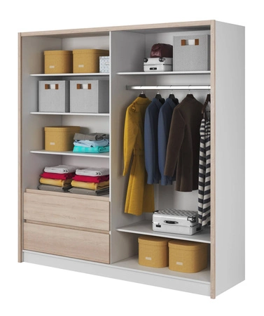 Schiebeschrank Cento 204 cm weiß / Eiche sonoma modernes Design Kleiderschrank ideal für Schlafzimmer Kleiderschrank oder Flur