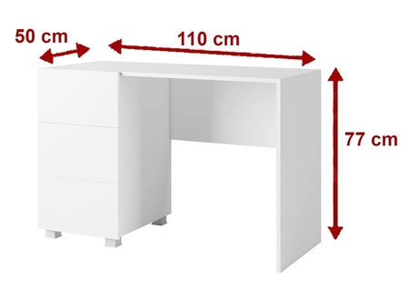 Schreibtisch mit Schubladen Apulia 100 cm weiß glänzend minimalistisches Design einfache Form idealer Schreibtisch für ein Arbeitszimmer oder Jugendzimmer