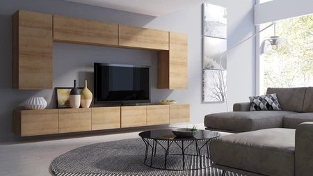 Hängeelement Apulia 45 cm Eiche gold minimalistisches Design stilvolle Vitrine für Wohnzimmer einfache Form in jedes Interieur passen