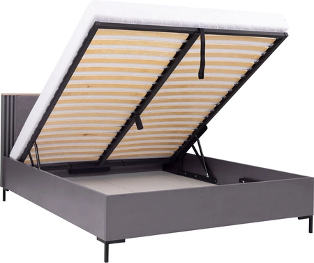 Bett Estan 160x200 cm beige / anthrazit ideales Bett für das Schlafzimmer ABS Einfassung Designer gepolstertes Kopfteil