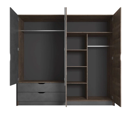 Kleiderschrank mit Spiegel Holte 220 cm Eiche grange sand / matera modernes Möbeldesign Kleiderschrankkanten mit speziellem ABS-Furnier verarbeitet