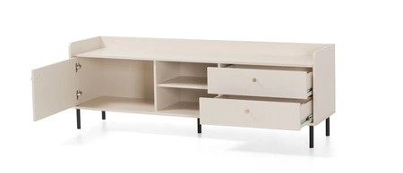 TV Schrank Ferdi 170 cm sandbeige eleganter TV-Schrank in einem modischen Stil Korpus über die Linie der Tischplatte verlängert