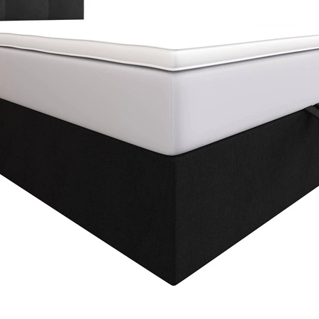 Boxspringbett Kingston 90x200 schwarzes Bett im modernen skandinavischen Stil mit gepolstertem Kopfteil mit Kristallen Bett mit Staukasten