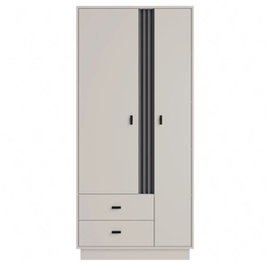 Kleiderschrank Estan 90 cm beige / anthrazit moderne Möbel Design Kleiderschrank Tür mit Lamellen dekoriert Kleiderschrank für das Schlafzimmer