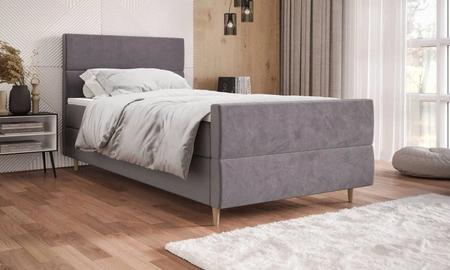 Boxspringbett Benet 100x200 hellgrau im modernen skandinavischen Stil mit gepolstertem Kopf- und Fußteil Bett mit Staukasten