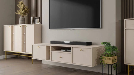 RTV-Hängeschrank Kioto IV 180 cm beige eleganter Schrank in gedeckten Farben dezente Goldgriffe