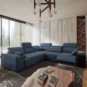 Ecksofa mit Schlaffunktion Tesalia III Lux blau rechtsseitiges Komfort-Ecksofa mit ausziehbarem Fußteil Schiebefunktion der Rückenlehne