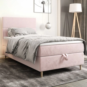 Boxspringbett Bing 100x200 puderrosa im modernen skandinavischen Stil mit gepolstertem Kopfteil Bett mit Staukasten