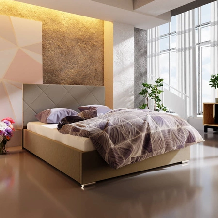 Hernani Polsterbett 180x200 dunkelbeige mit modernem Kopfteil ideal für Schlafzimmer