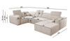 Ecksofa mit Schlaffunktion Cetara IV beige rechte Ecke stilvolles Design mit verschiebbaren Rückenlehnen zwei Bettzeugbehälter