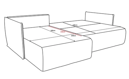 Schlafsofa Oroso hellbraun links Sofa weicher Samtstoff mit hydrophober Beschichtung Bettzeug Container