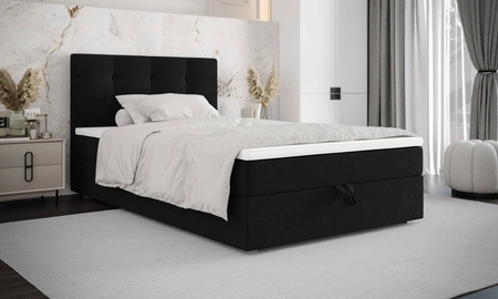 Boxspringbett Flint 100x200 schwarz im modernen skandinavischen Stil mit gepolstertem Kopfteil Bett mit Staukasten