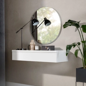 Toilette Navene 100 cm weiß glänzend funktionelles und vielseitiges Accessoire macht es einfach, Kosmetika und Schmuckstücke zu organisieren stilvoller Schminktisch mit Spiegel