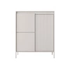 Kommode Sesti 104 cm beige Designerkommode mit originellem Design auf stabilem Metallsockel