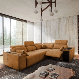 Ecksofa mit Schlaffunktion Tesalia II Lux honey right komfortables Ecksofa mit verschiebbarer Rückenlehne und ausziehbarer Fußstütze